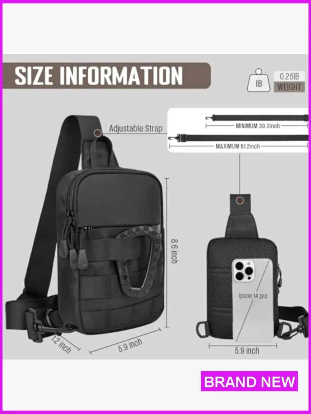 Tactical Sling Bag Men Utility EDC Mini Crossbody Chest Pack Travel Work Sport
